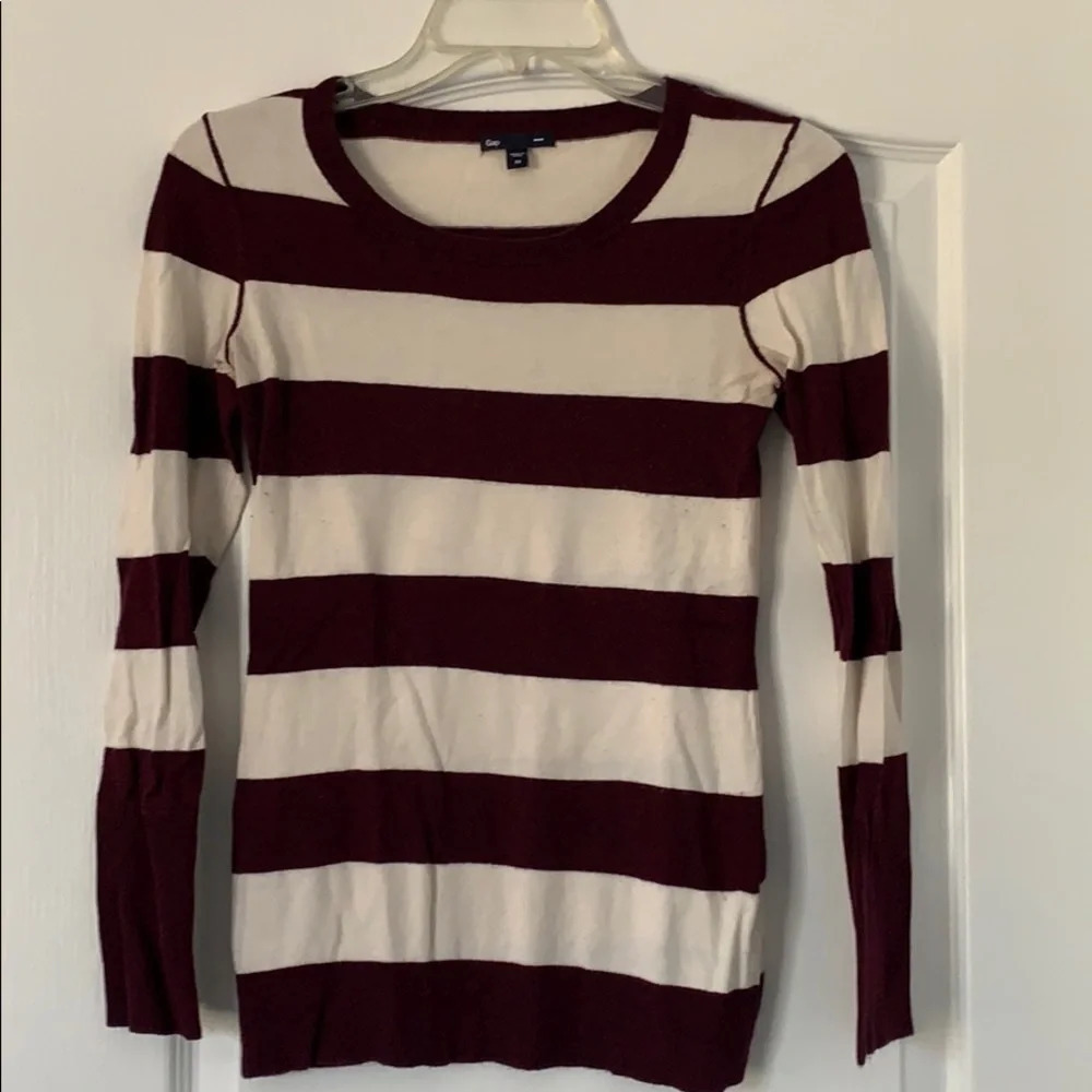 Plum and Cream Striped Sweater